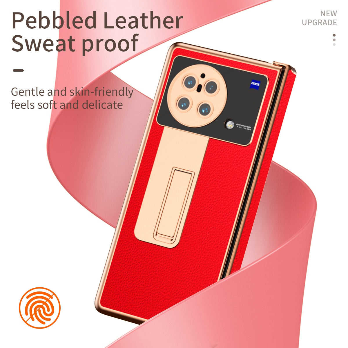 For vivo X Fold Hinge Protection PU Leather + Hard PC Shell Light Thin Anti-scratch Electroplating Kickstand Cover with Bulit-in Tempered Glass Screen Protector and S Pen - Red