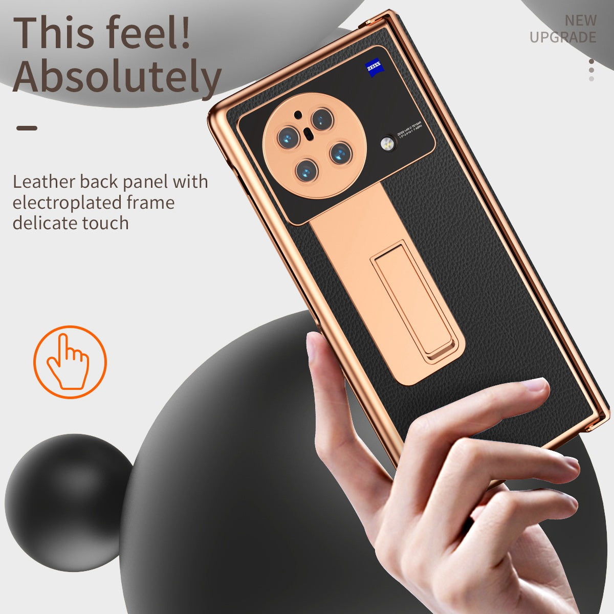 For vivo X Fold Light Thin Shockproof  PU Leather + Hard PC Shell Electroplating Kickstand Case with Bulit-in Tempered Glass Screen Protector + S Pen - Black