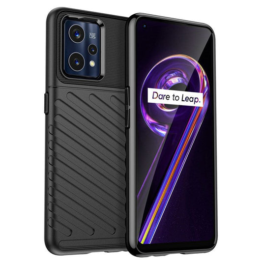 For Realme 9 5G / 9 Pro 5G Thunder Series Twill Texture Soft TPU Cover Non-Slip Protective Phone Case - Black