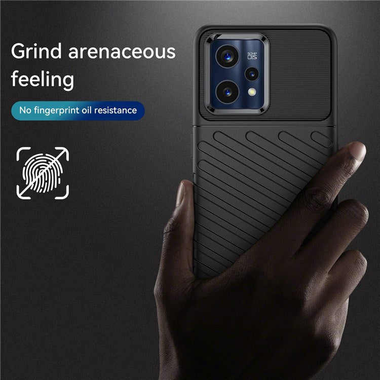 For Realme 9 5G / 9 Pro 5G Thunder Series Twill Texture Soft TPU Cover Non-Slip Protective Phone Case - Black