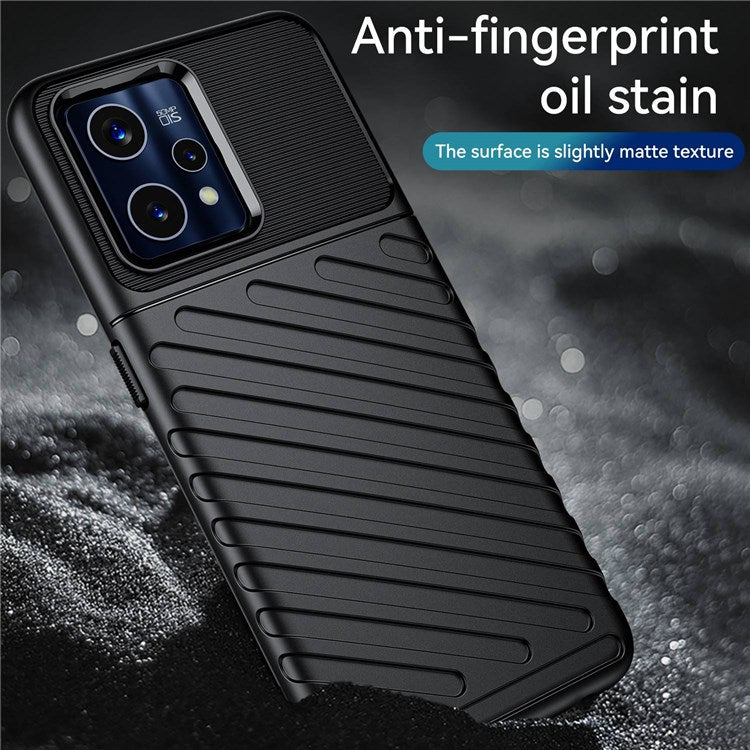 For Realme 9 5G / 9 Pro 5G Thunder Series Twill Texture Soft TPU Cover Non-Slip Protective Phone Case - Black