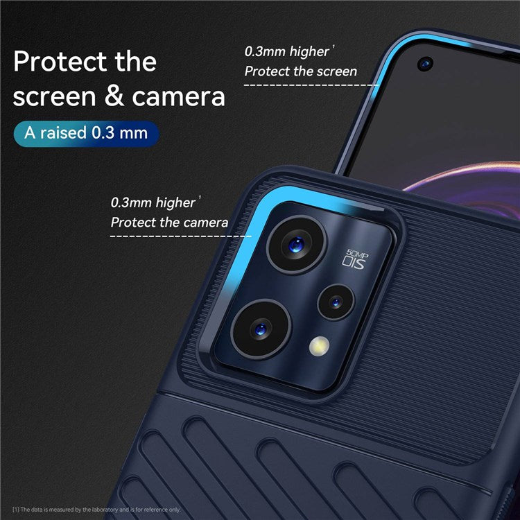For Realme 9 5G / 9 Pro 5G Thunder Series Twill Texture Soft TPU Cover Non-Slip Protective Phone Case - Navy Blue