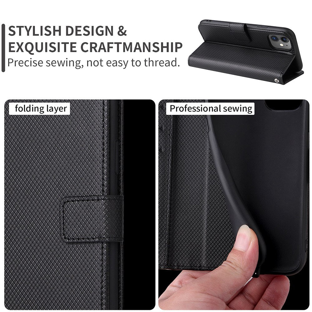 For vivo X Fold Phone Protective Case Diamond Texture Cover Stand Scratch Resistant PU Leather Wallet Soft Shell with Wrist Strap - White