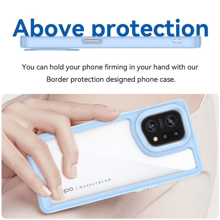 TPU + Acrylic Hybrid Case for Oppo Find X5, Independent Buttons Shockproof Protective Phone Cover - Baby Blue