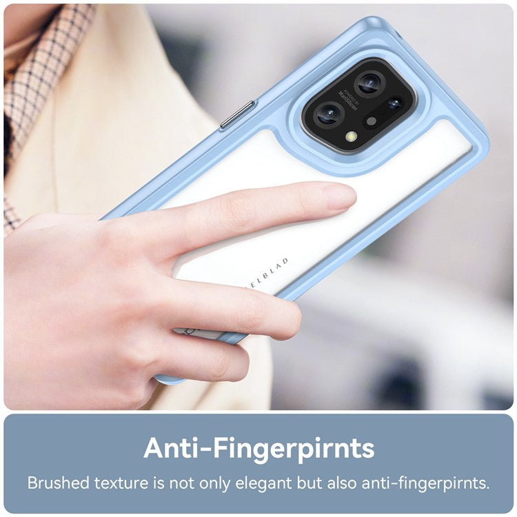 TPU + Acrylic Hybrid Case for Oppo Find X5, Independent Buttons Shockproof Protective Phone Cover - Baby Blue