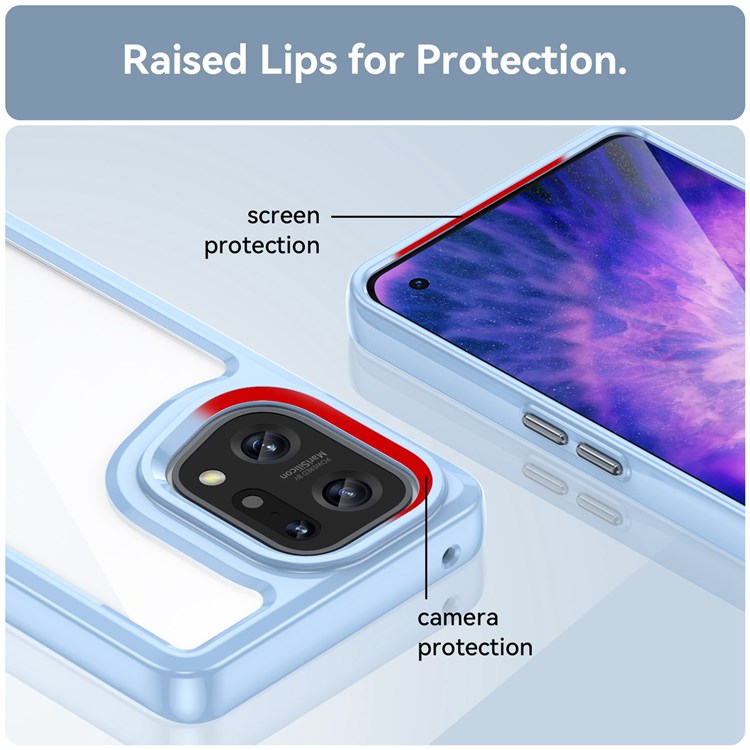 TPU + Acrylic Hybrid Case for Oppo Find X5, Independent Buttons Shockproof Protective Phone Cover - Baby Blue