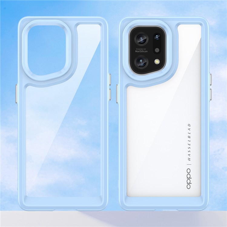 TPU + Acrylic Hybrid Case for Oppo Find X5, Independent Buttons Shockproof Protective Phone Cover - Baby Blue