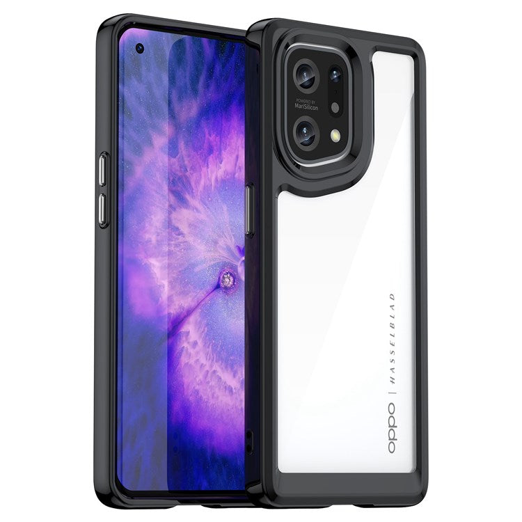 TPU + Acrylic Hybrid Case for Oppo Find X5, Independent Buttons Shockproof Protective Phone Cover - Black