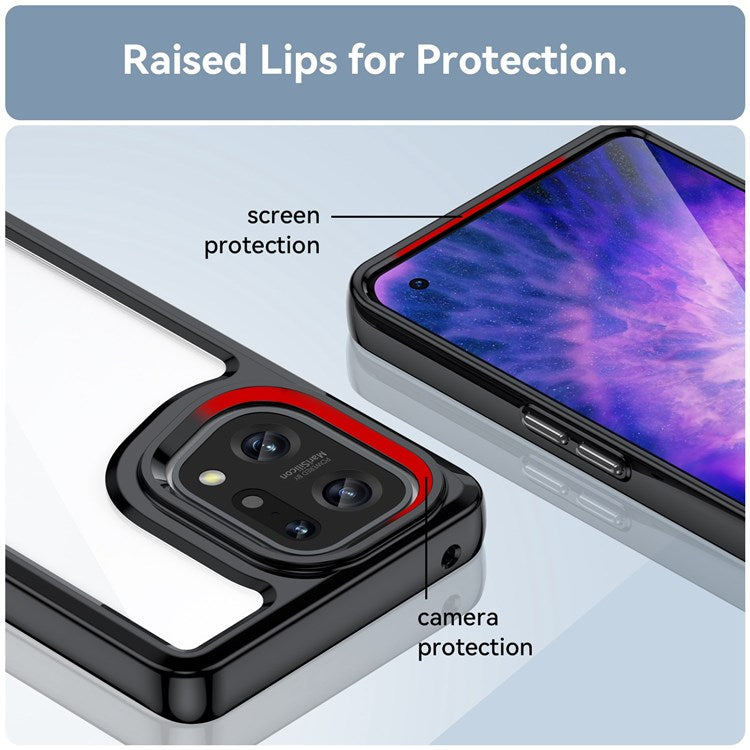 TPU + Acrylic Hybrid Case for Oppo Find X5, Independent Buttons Shockproof Protective Phone Cover - Black