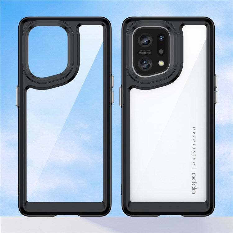 TPU + Acrylic Hybrid Case for Oppo Find X5, Independent Buttons Shockproof Protective Phone Cover - Black