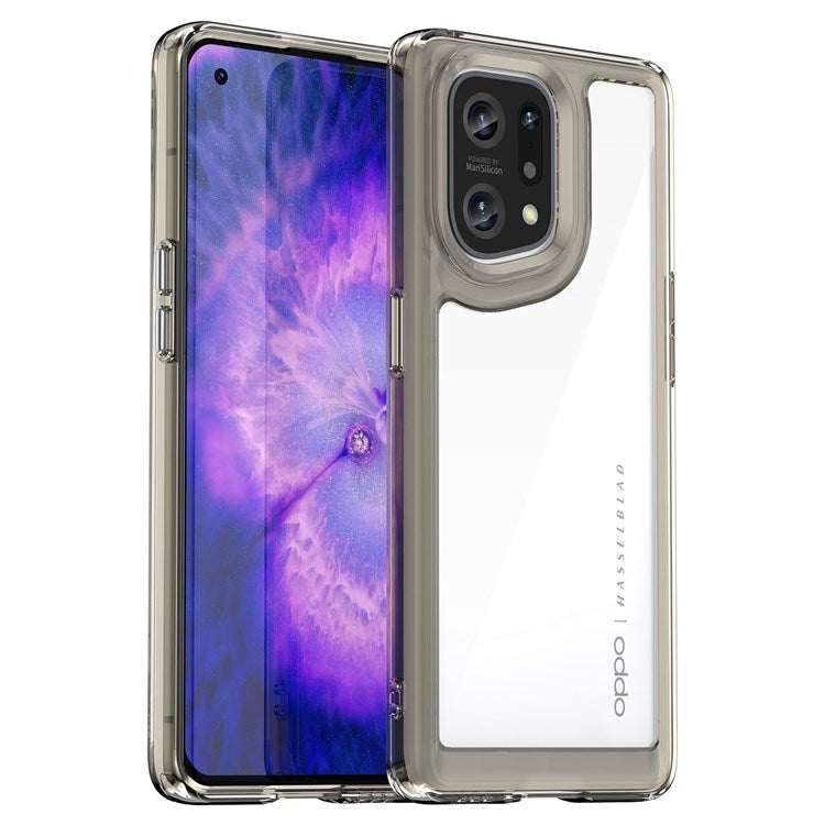 TPU + Acrylic Hybrid Case for Oppo Find X5, Independent Buttons Shockproof Protective Phone Cover - Transparent Grey