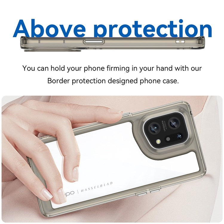 TPU + Acrylic Hybrid Case for Oppo Find X5, Independent Buttons Shockproof Protective Phone Cover - Transparent Grey