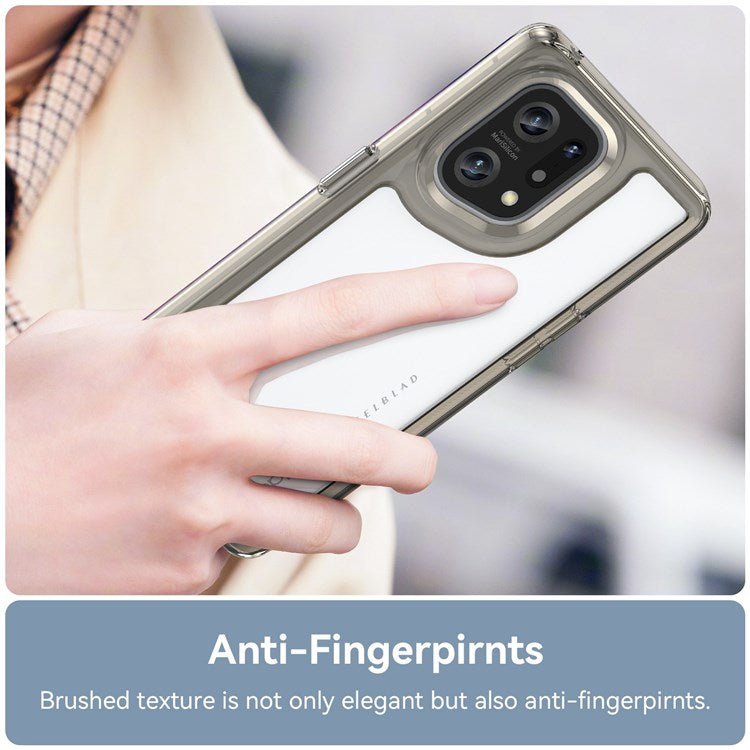 TPU + Acrylic Hybrid Case for Oppo Find X5, Independent Buttons Shockproof Protective Phone Cover - Transparent Grey