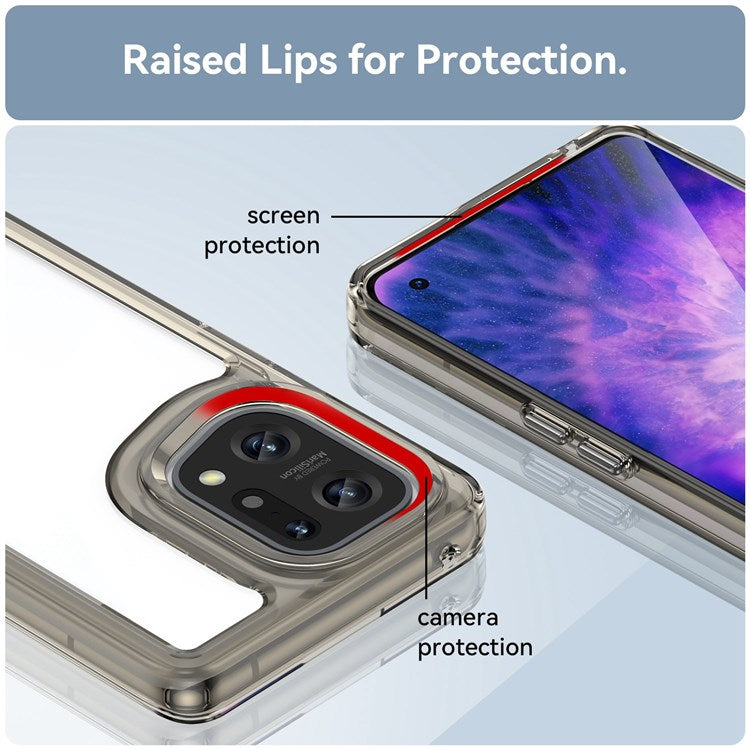 TPU + Acrylic Hybrid Case for Oppo Find X5, Independent Buttons Shockproof Protective Phone Cover - Transparent Grey