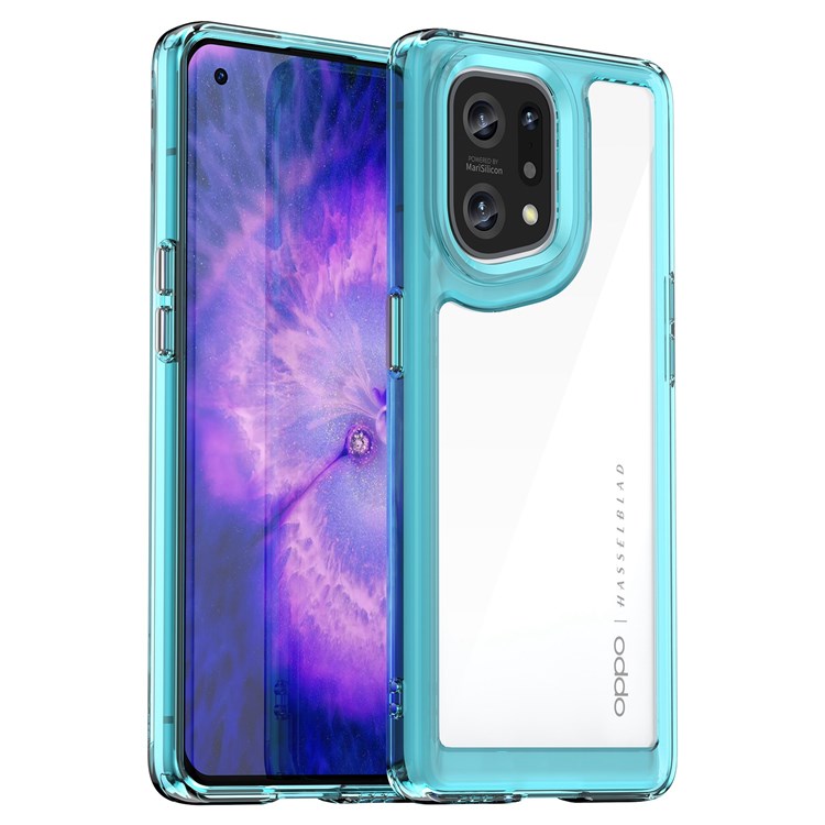 TPU + Acrylic Hybrid Case for Oppo Find X5, Independent Buttons Shockproof Protective Phone Cover - Transparent Blue