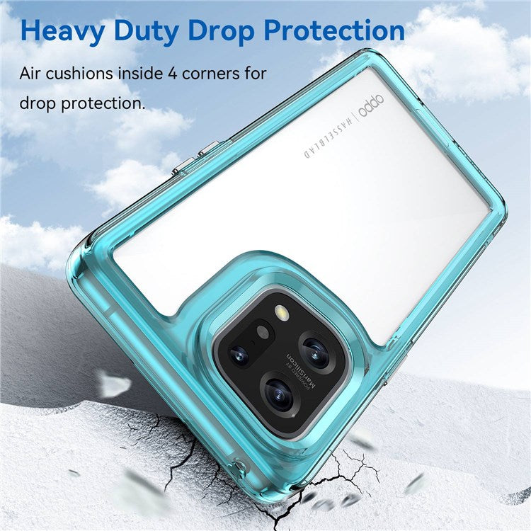 TPU + Acrylic Hybrid Case for Oppo Find X5, Independent Buttons Shockproof Protective Phone Cover - Transparent Blue