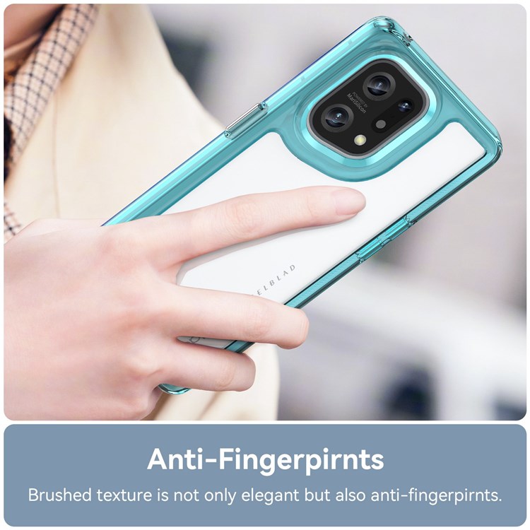 TPU + Acrylic Hybrid Case for Oppo Find X5, Independent Buttons Shockproof Protective Phone Cover - Transparent Blue