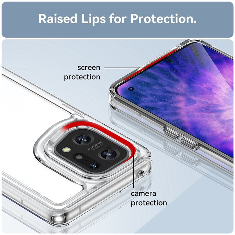 TPU + Acrylic Hybrid Case for Oppo Find X5, Independent Buttons Shockproof Protective Phone Cover - Transparent
