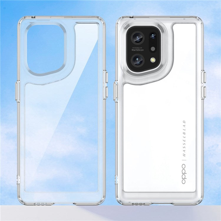TPU + Acrylic Hybrid Case for Oppo Find X5, Independent Buttons Shockproof Protective Phone Cover - Transparent