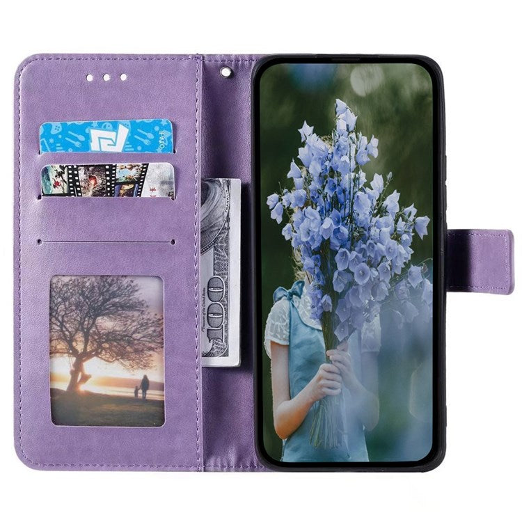 Protective Case for Oppo K10 Pro 5G Imprinted Mandala Flower Pattern Folio Flip Cover PU Leather Anti-drop Wallet Case with Strap - Purple