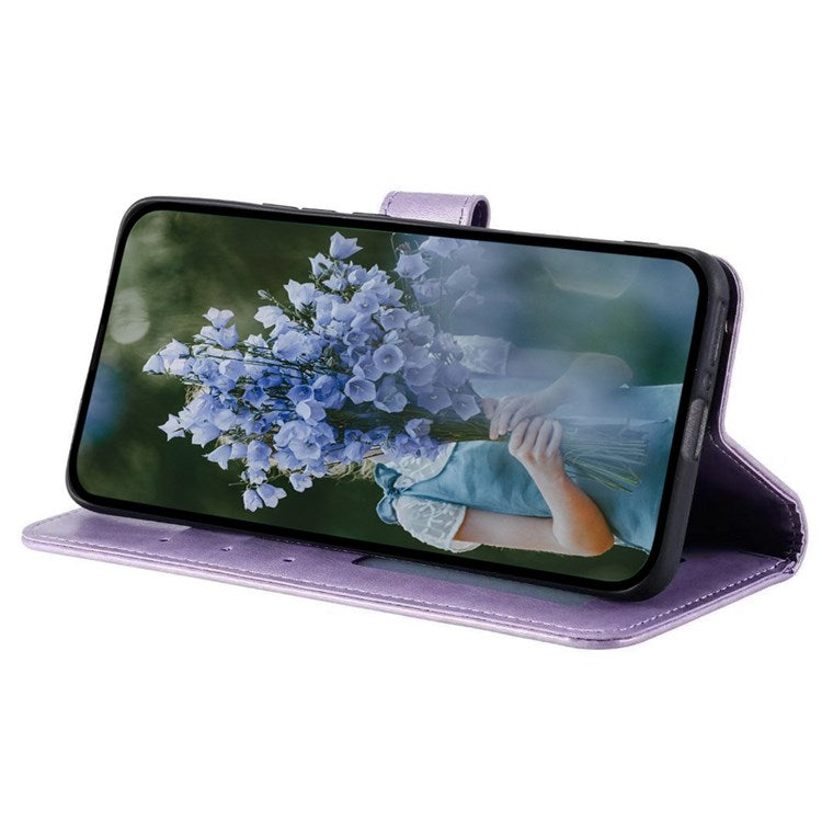 Protective Case for Oppo K10 Pro 5G Imprinted Mandala Flower Pattern Folio Flip Cover PU Leather Anti-drop Wallet Case with Strap - Purple