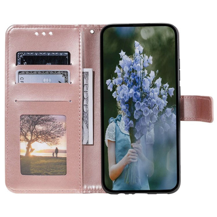 Protective Case for Oppo K10 Pro 5G Imprinted Mandala Flower Pattern Folio Flip Cover PU Leather Anti-drop Wallet Case with Strap - Rose Gold