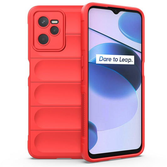 For Realme C35 Wear-resistant Anti-drop Soft TPU Anti-slip Edge Phone Cover Rugged Back Case - Red