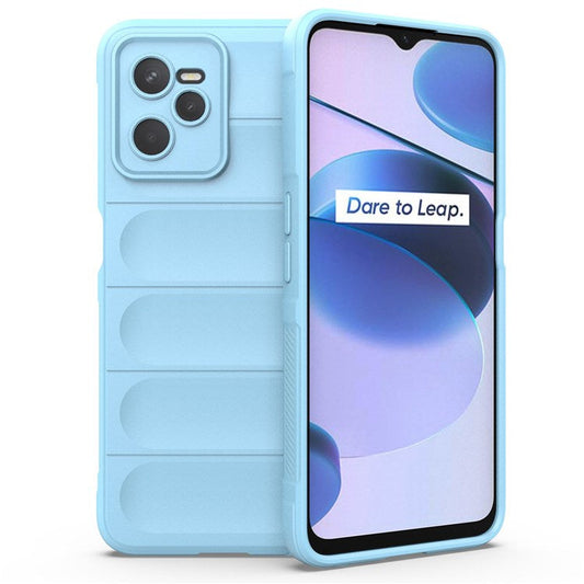 For Realme C35 Wear-resistant Anti-drop Soft TPU Anti-slip Edge Phone Cover Rugged Back Case - Baby Blue