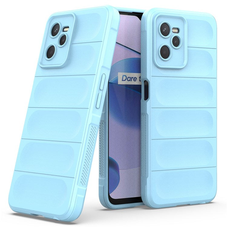 For Realme C35 Wear-resistant Anti-drop Soft TPU Anti-slip Edge Phone Cover Rugged Back Case - Baby Blue