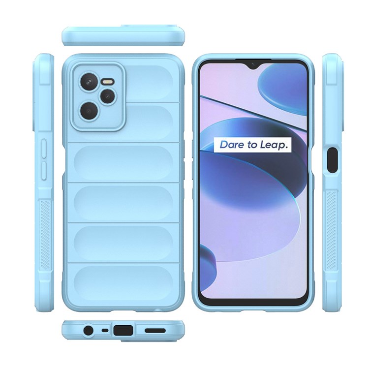 For Realme C35 Wear-resistant Anti-drop Soft TPU Anti-slip Edge Phone Cover Rugged Back Case - Baby Blue