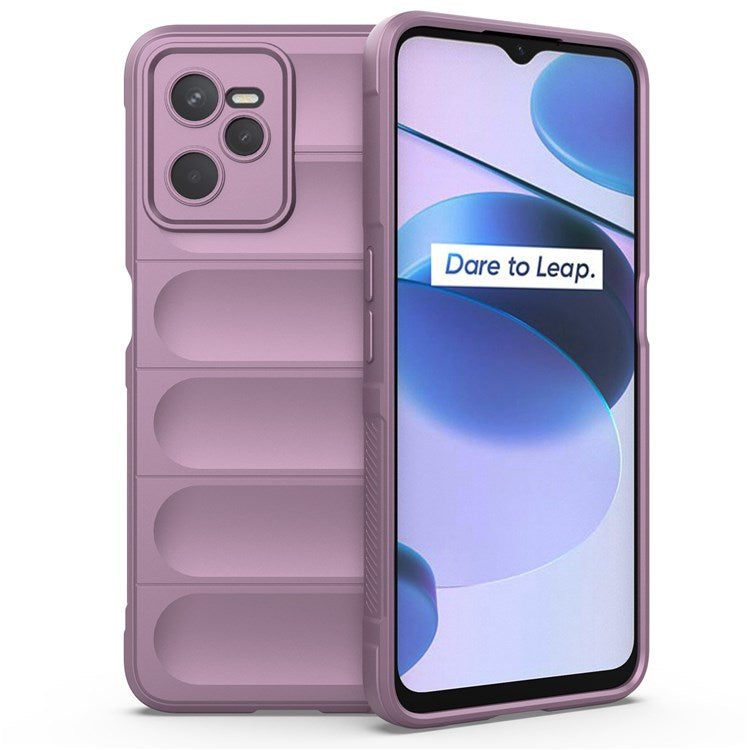 For Realme C35 Wear-resistant Anti-drop Soft TPU Anti-slip Edge Phone Cover Rugged Back Case - Light Purple