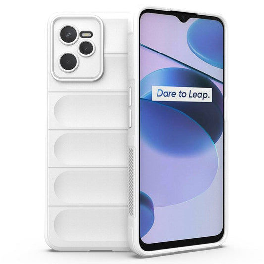 For Realme C35 Wear-resistant Anti-drop Soft TPU Anti-slip Edge Phone Cover Rugged Back Case - White