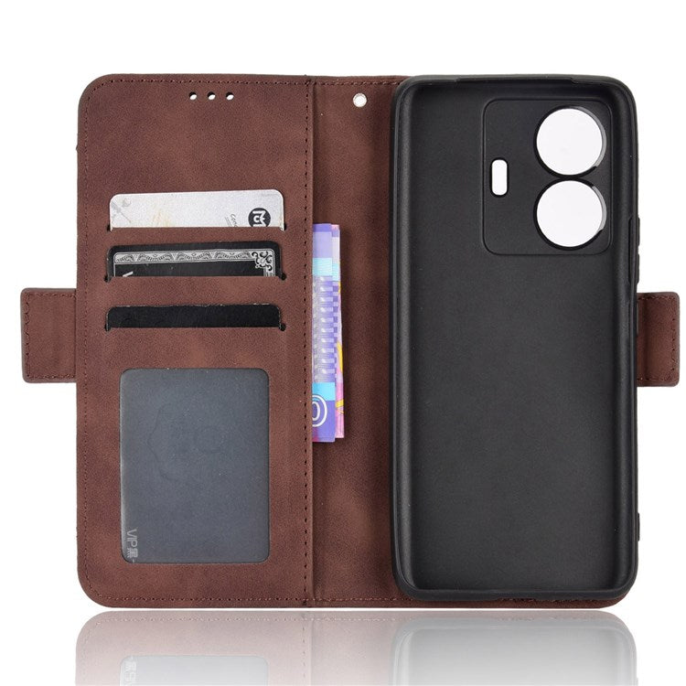Protective Case for vivo S15e 5G Scratch Resistant Phone Cover PU Leather Wallet Phone Case with Multiple Card Slots - Brown