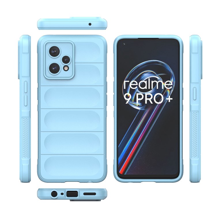 Soft TPU Case for Realme 9 Pro+ 5G Anti-drop Phone Protector Scratch Resistant Rugged Back Cover Phone Shell - Baby Blue