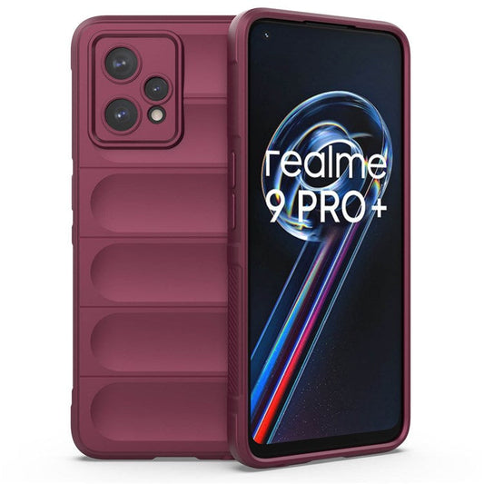 Soft TPU Case for Realme 9 Pro+ 5G Anti-drop Phone Protector Scratch Resistant Rugged Back Cover Phone Shell - Wine Red