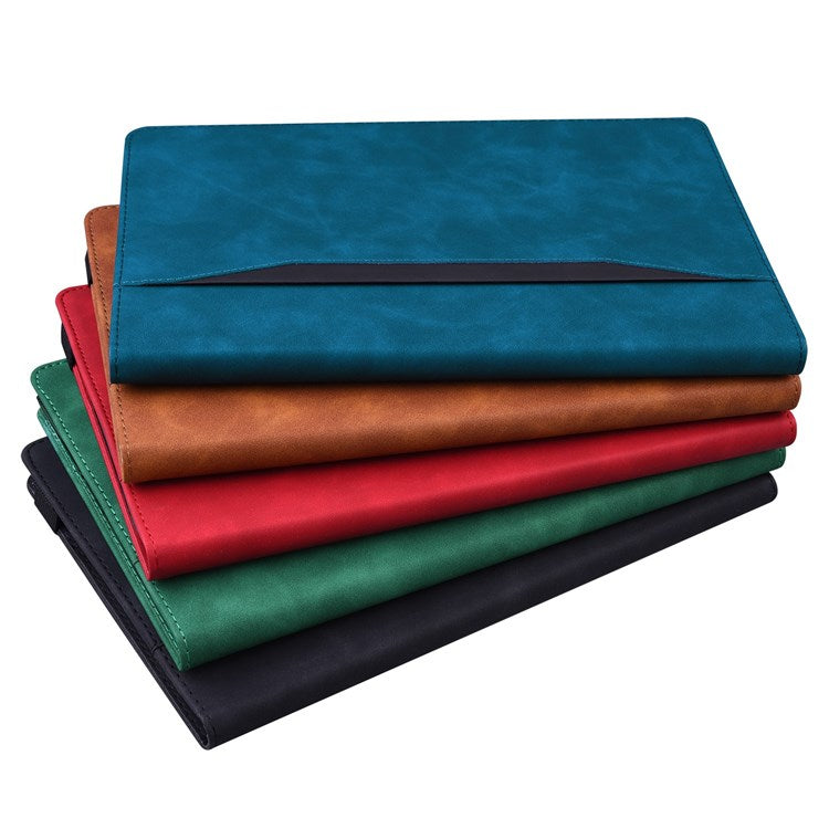 For Realme Pad Mini Shockproof Anti-fall Tablet Case PU Leather Stand Wallet Elastic Band Shell with Pencil Holder - Blue