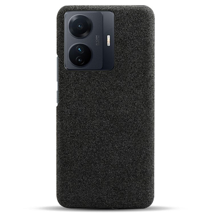 For vivo S15e 5G/T1 (Snapdragon 778G) 5G/iQOO Z6 Pro 5G Solid Color Cloth Texture Phone Case Well-protected Hard PC + Cloth Cover - Black