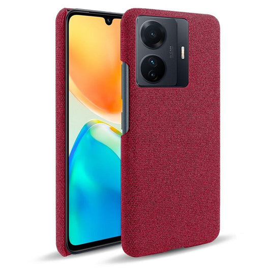 For vivo S15e 5G/T1 (Snapdragon 778G) 5G/iQOO Z6 Pro 5G Solid Color Cloth Texture Phone Case Well-protected Hard PC + Cloth Cover - Red