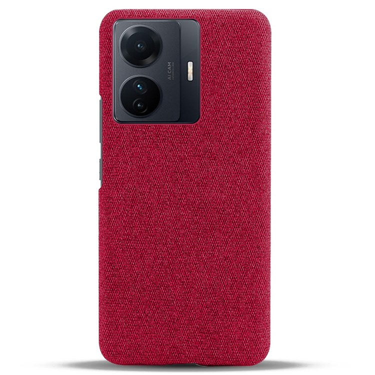 For vivo S15e 5G/T1 (Snapdragon 778G) 5G/iQOO Z6 Pro 5G Solid Color Cloth Texture Phone Case Well-protected Hard PC + Cloth Cover - Red