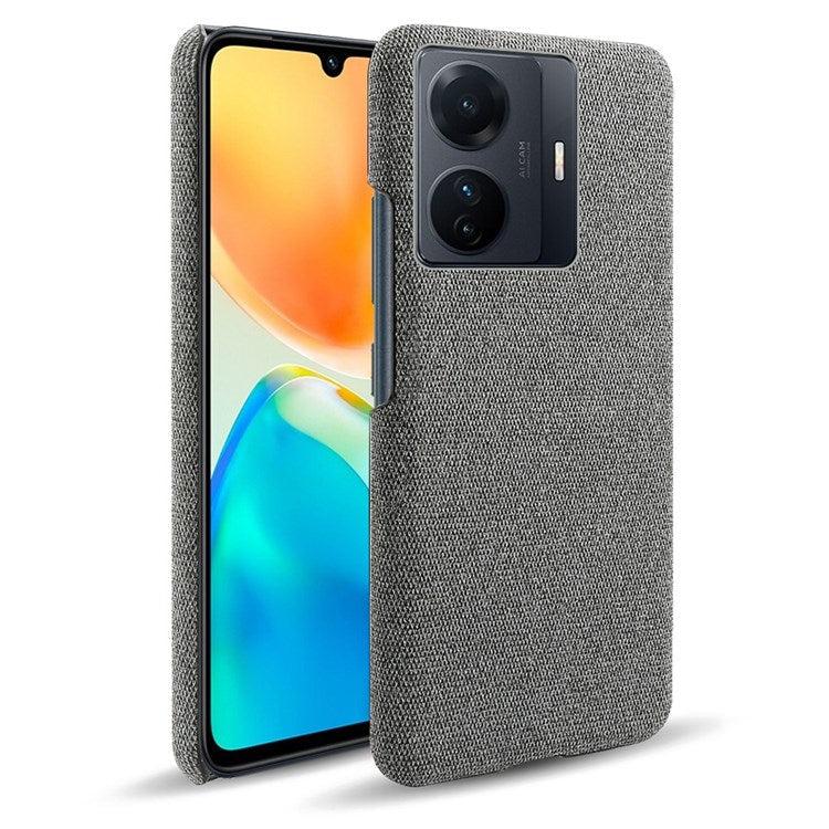 For vivo S15e 5G/T1 (Snapdragon 778G) 5G/iQOO Z6 Pro 5G Solid Color Cloth Texture Phone Case Well-protected Hard PC + Cloth Cover - Grey