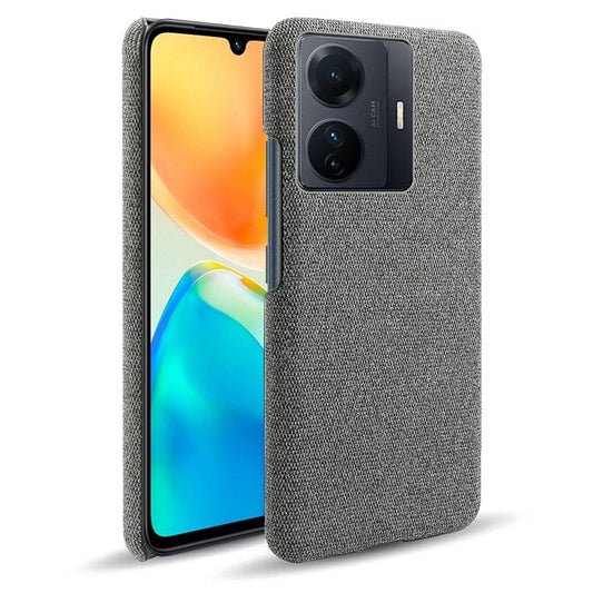 For vivo S15e 5G/T1 (Snapdragon 778G) 5G/iQOO Z6 Pro 5G Solid Color Cloth Texture Phone Case Well-protected Hard PC + Cloth Cover - Grey