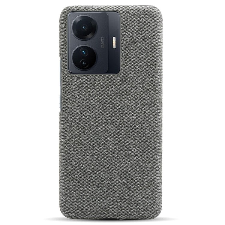 For vivo S15e 5G/T1 (Snapdragon 778G) 5G/iQOO Z6 Pro 5G Solid Color Cloth Texture Phone Case Well-protected Hard PC + Cloth Cover - Grey