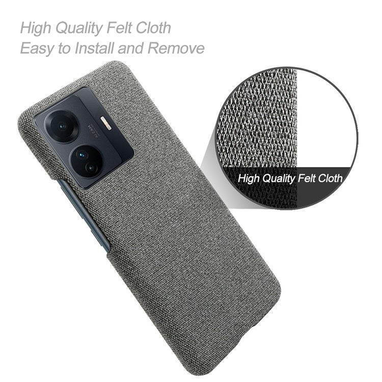 For vivo S15e 5G/T1 (Snapdragon 778G) 5G/iQOO Z6 Pro 5G Solid Color Cloth Texture Phone Case Well-protected Hard PC + Cloth Cover - Grey