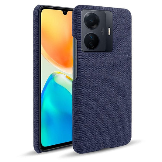 For vivo S15e 5G/T1 (Snapdragon 778G) 5G/iQOO Z6 Pro 5G Solid Color Cloth Texture Phone Case Well-protected Hard PC + Cloth Cover - Blue