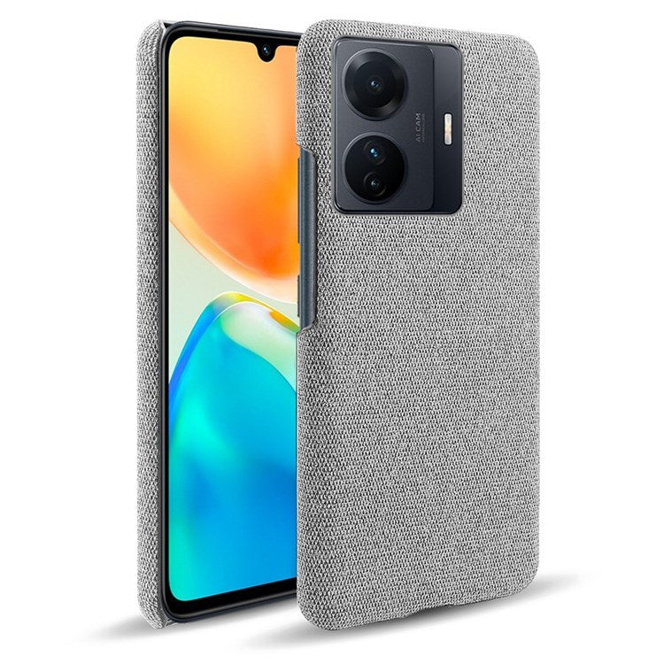 For vivo S15e 5G/T1 (Snapdragon 778G) 5G/iQOO Z6 Pro 5G Solid Color Cloth Texture Phone Case Well-protected Hard PC + Cloth Cover - Light Grey