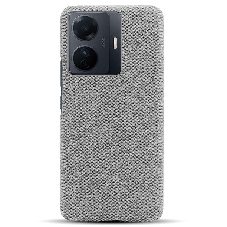 For vivo S15e 5G/T1 (Snapdragon 778G) 5G/iQOO Z6 Pro 5G Solid Color Cloth Texture Phone Case Well-protected Hard PC + Cloth Cover - Light Grey