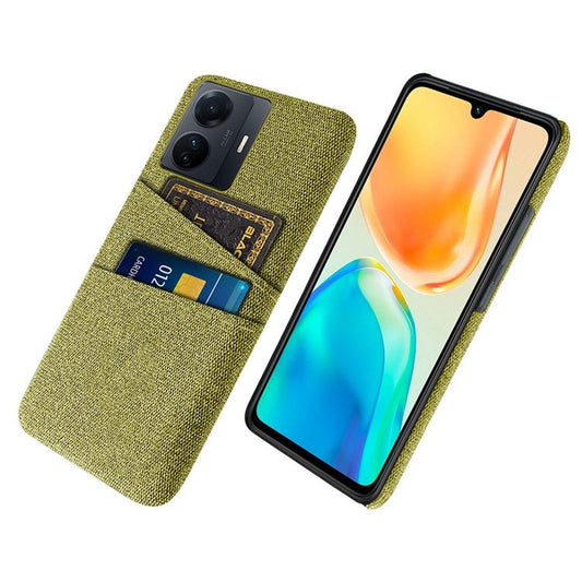 For vivo S15e 5G/T1 (Snapdragon 778G) 5G/iQOO Z6 Pro 5G Cloth Texture Phone Case Cloth + PC Back Cover with Dual Card Slots - Yellow