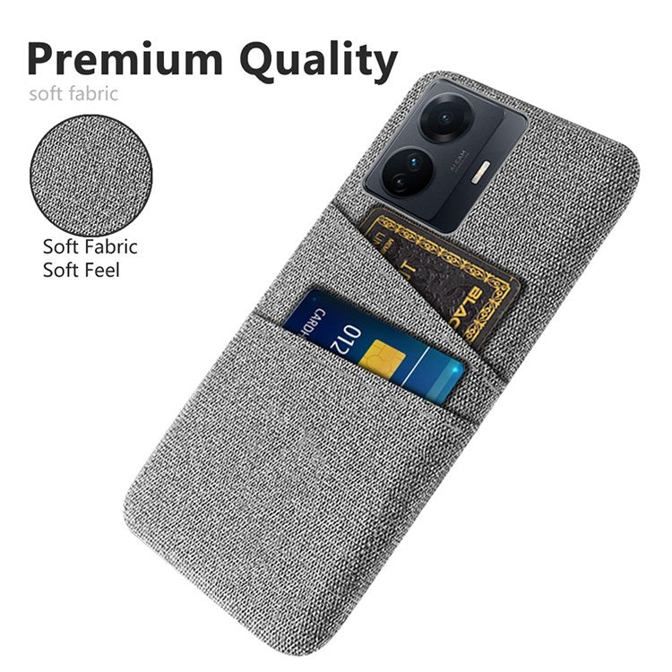 For vivo S15e 5G/T1 (Snapdragon 778G) 5G/iQOO Z6 Pro 5G Cloth Texture Phone Case Cloth + PC Back Cover with Dual Card Slots - Light Grey