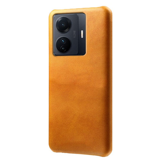 For vivo S15e 5G/T1 (Snapdragon 778G) 5G/iQOO Z6 Pro 5G Textured PU Leather Coated Hard PC Cover Anti-scratch Phone Case - Orange