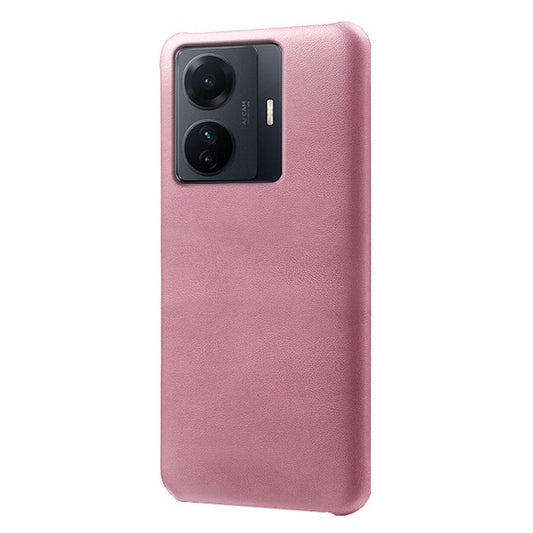 For vivo S15e 5G/T1 (Snapdragon 778G) 5G/iQOO Z6 Pro 5G Textured PU Leather Coated Hard PC Cover Anti-scratch Phone Case - Rose Gold
